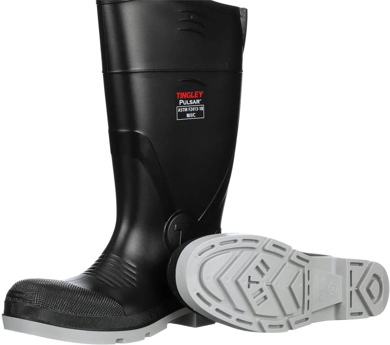 Tingley Pulsar 43251 PVC Safety Toe Knee Boot, Mens 8 / Womens 10, Gray/Black