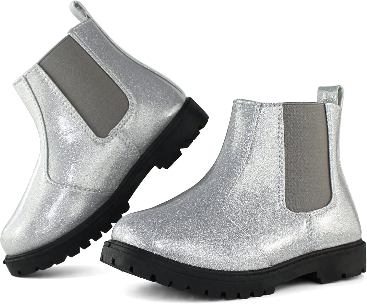 Tobfis Girl's Fashion Shiny Chelsea Boot Ankle Boots(Toddler/Little Kid/Big Kid)