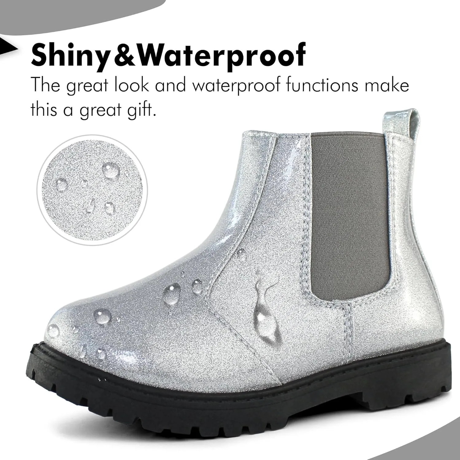 Tobfis Girl's Fashion Shiny Chelsea Boot Ankle Boots(Toddler/Little Kid/Big Kid)