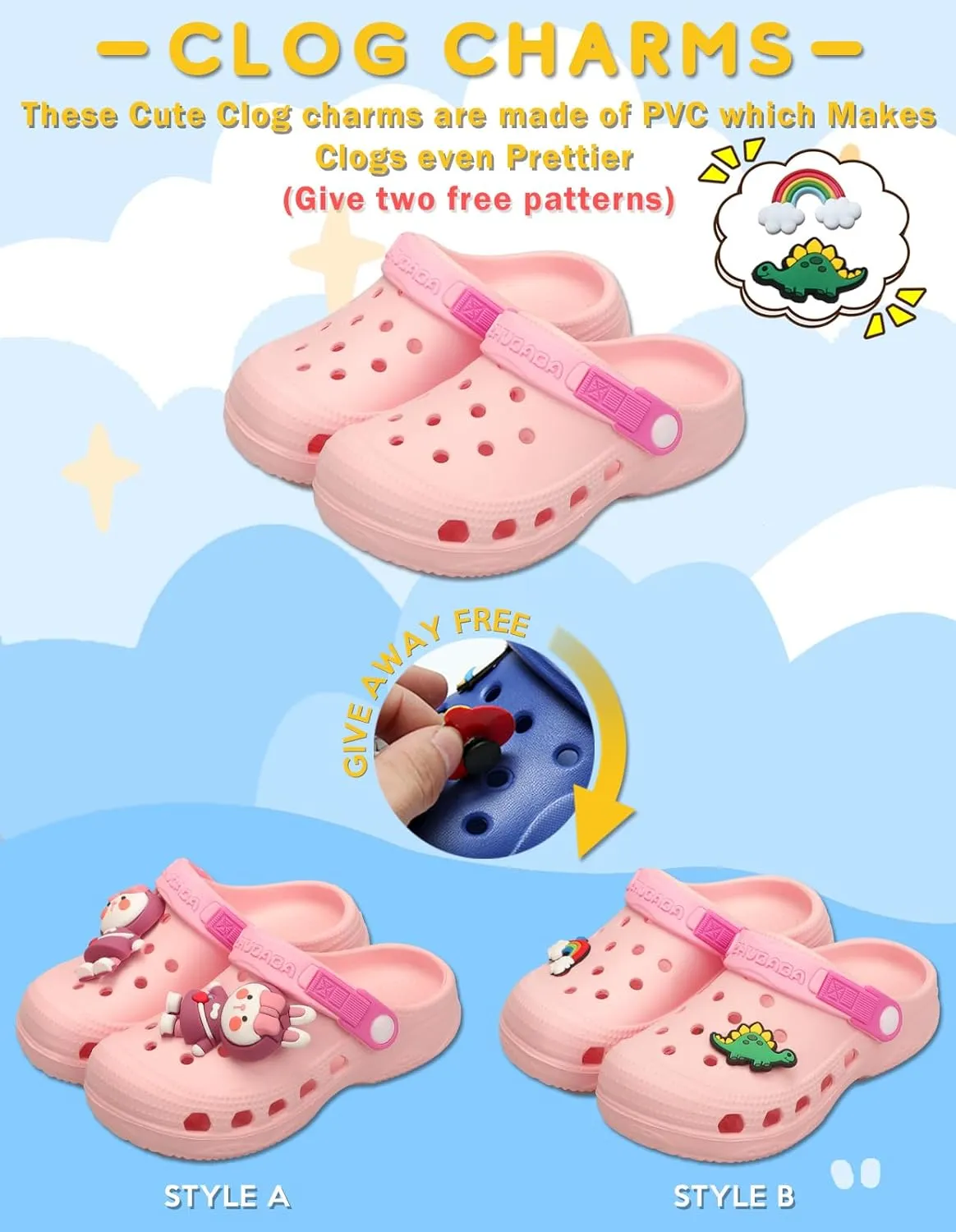 Toddler Clogs Boys Girls Kids Dinosaur Garden Shoes Slip on Sandals Slides Water Summer Shoes for Outdoor Beach Pool