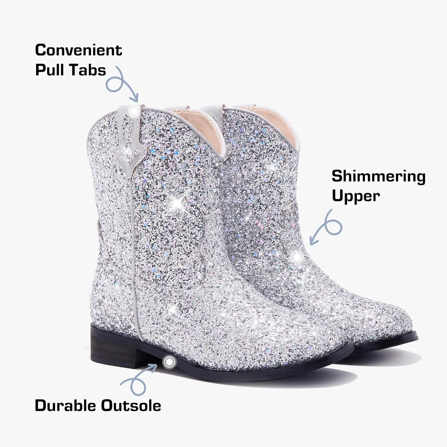 Toddler Girls Cowgirl Boots Western Glitter Cowboy Boot Ankle Boots Little Kids Big Kid Horse Riding Shoes Party Birthday Dress Up