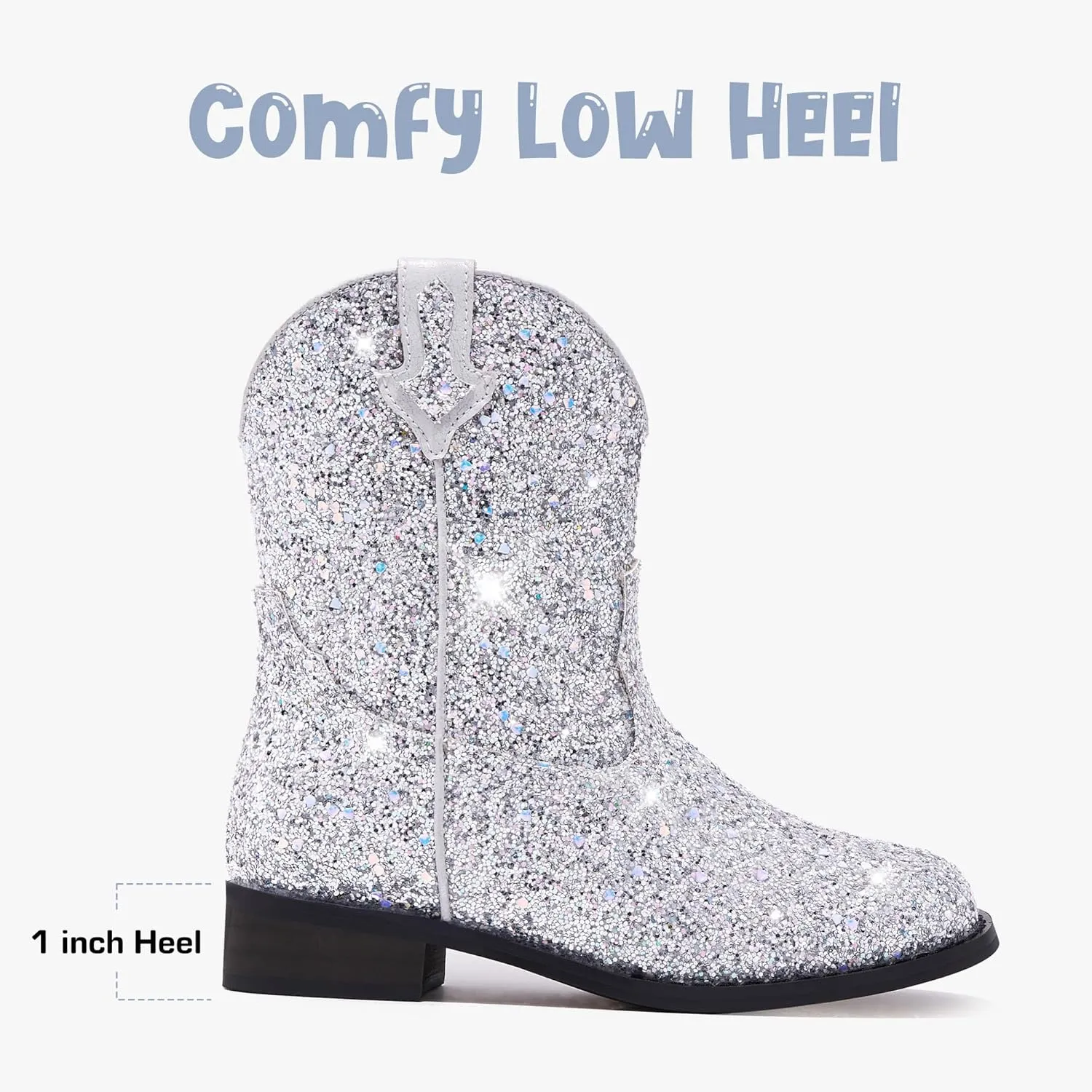 Toddler Girls Cowgirl Boots Western Glitter Cowboy Boot Ankle Boots Little Kids Big Kid Horse Riding Shoes Party Birthday Dress Up
