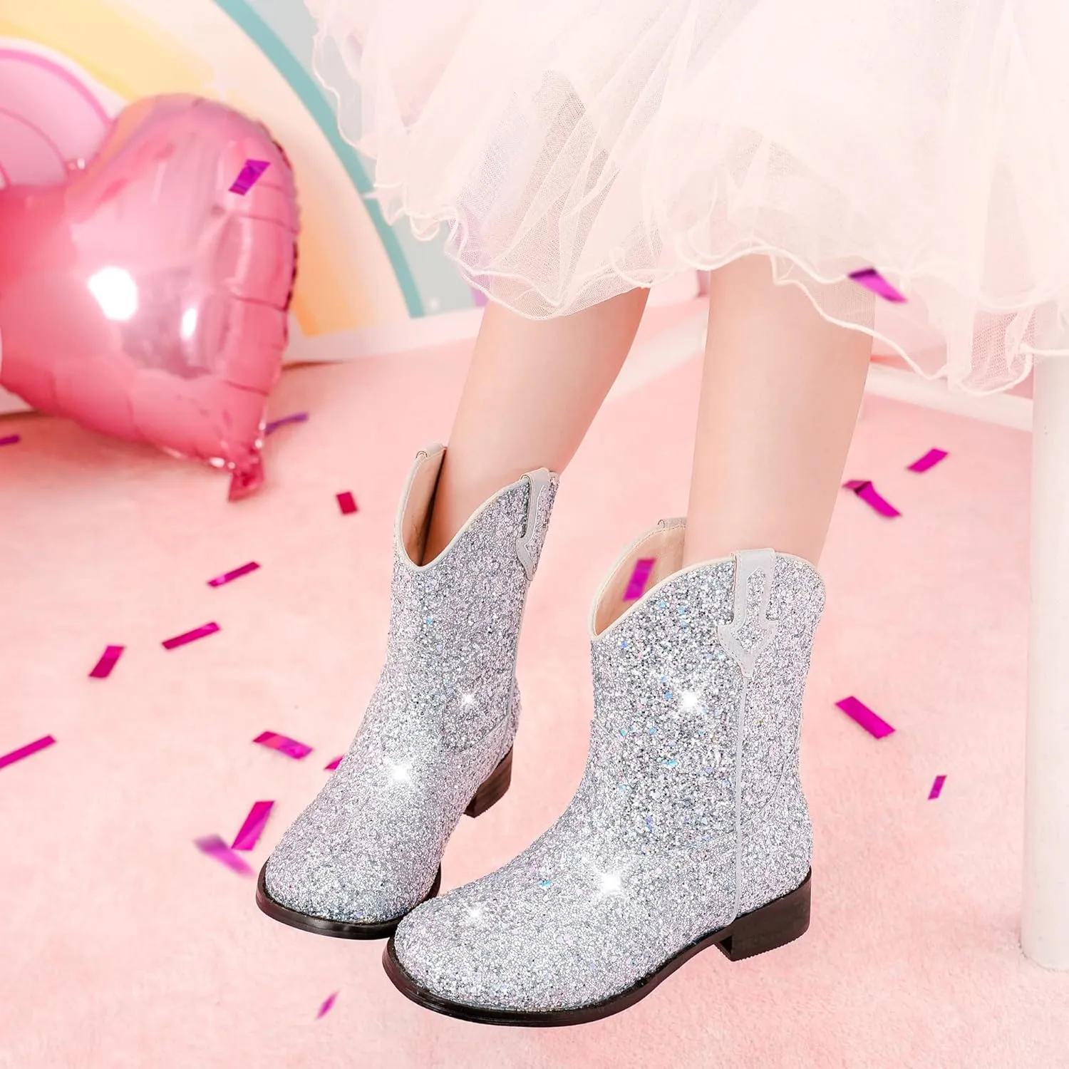 Toddler Girls Cowgirl Boots Western Glitter Cowboy Boot Ankle Boots Little Kids Big Kid Horse Riding Shoes Party Birthday Dress Up