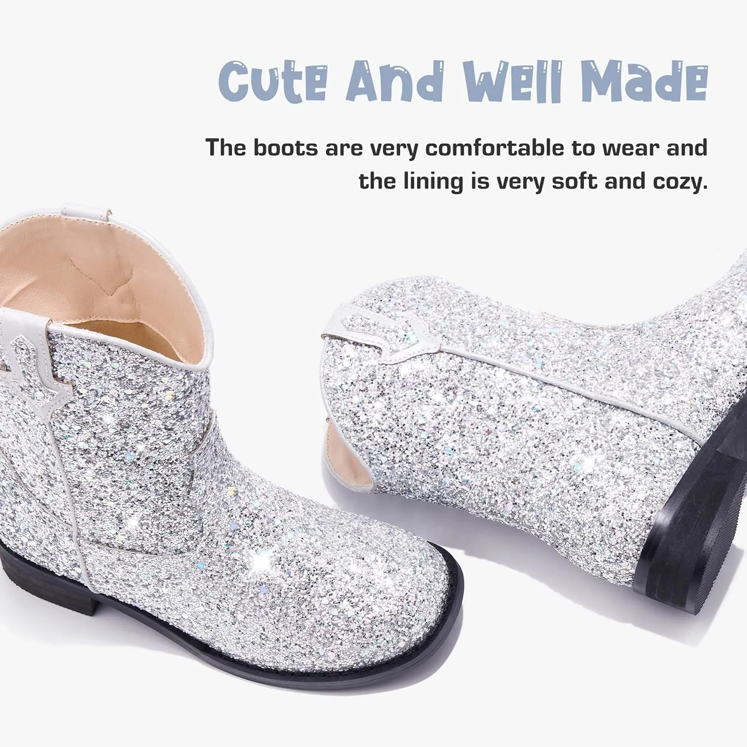 Toddler Girls Cowgirl Boots Western Glitter Cowboy Boot Ankle Boots Little Kids Big Kid Horse Riding Shoes Party Birthday Dress Up
