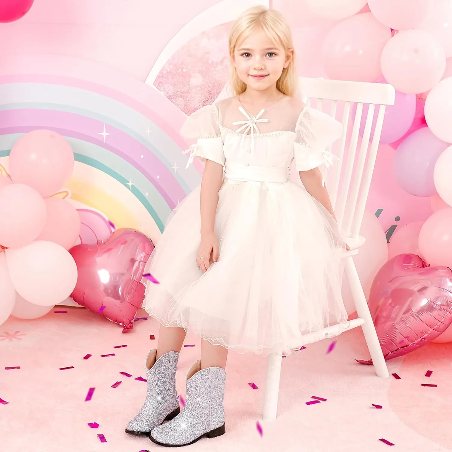 Toddler Girls Cowgirl Boots Western Glitter Cowboy Boot Ankle Boots Little Kids Big Kid Horse Riding Shoes Party Birthday Dress Up
