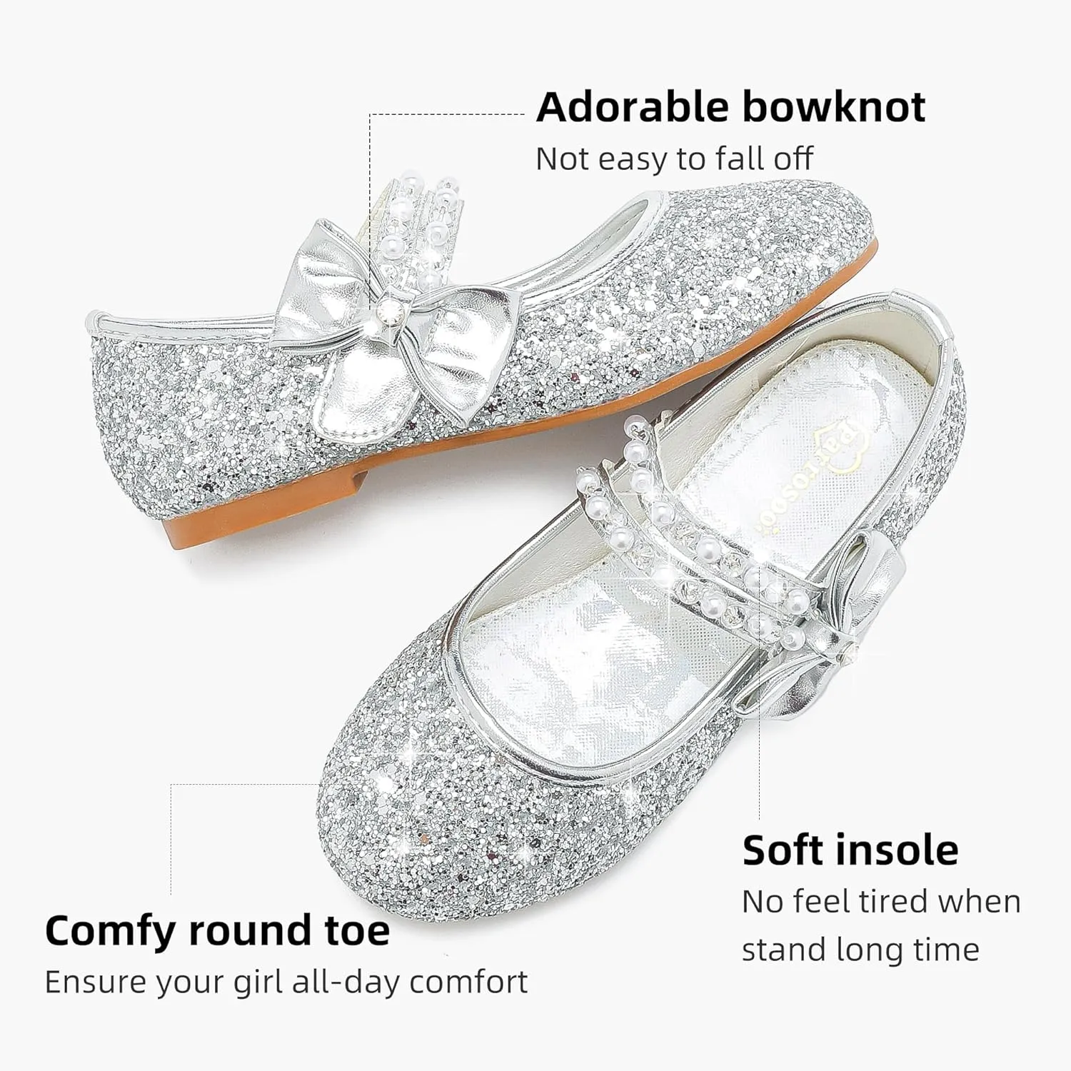 Toddler Girls Dress Shoes Girls Flower Shoes Princess Wedding Party Girls Flats for Little/Big Kids