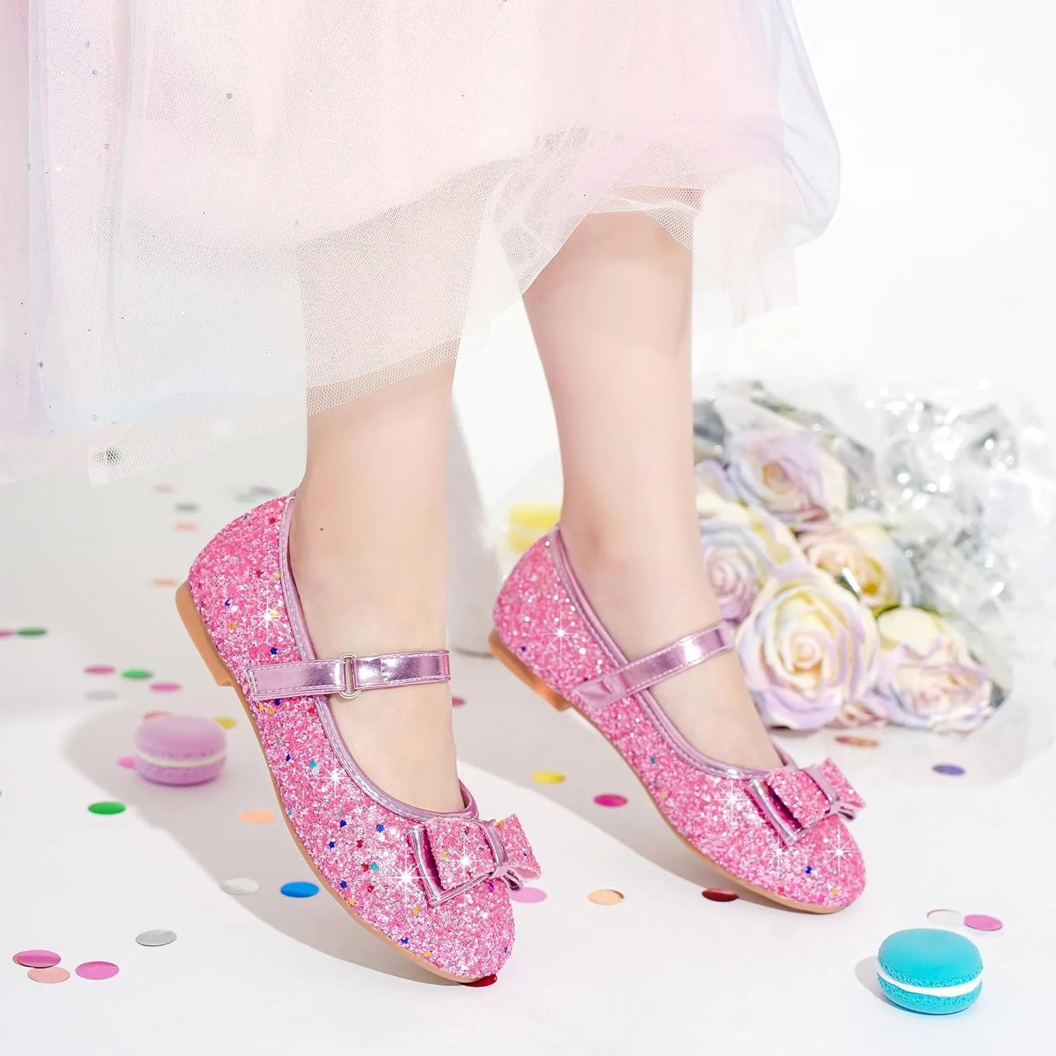Toddler Girls Dress Shoes Girls Flower Shoes Princess Wedding Party Girls Flats for Little/Big Kids