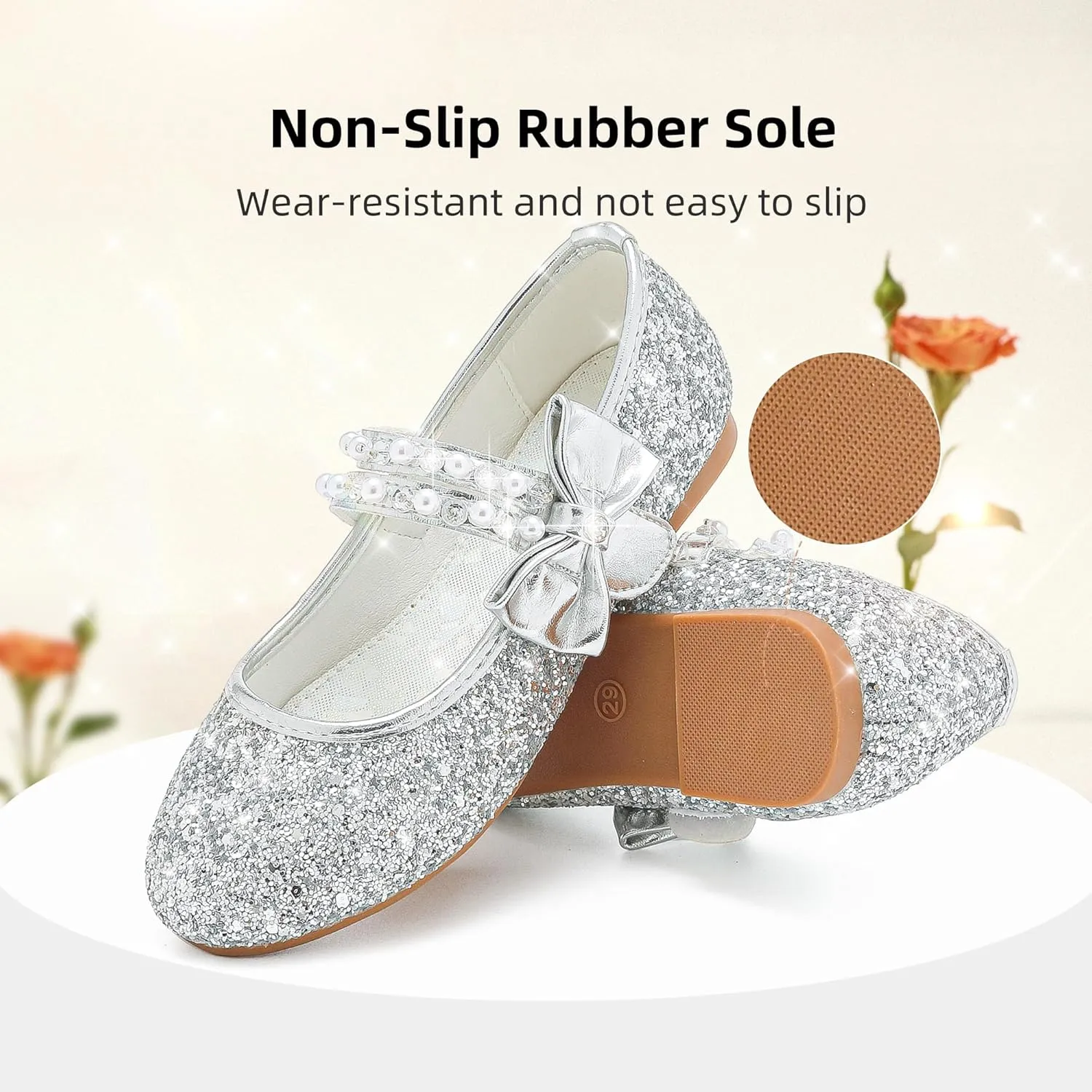 Toddler Girls Dress Shoes Girls Flower Shoes Princess Wedding Party Girls Flats for Little/Big Kids