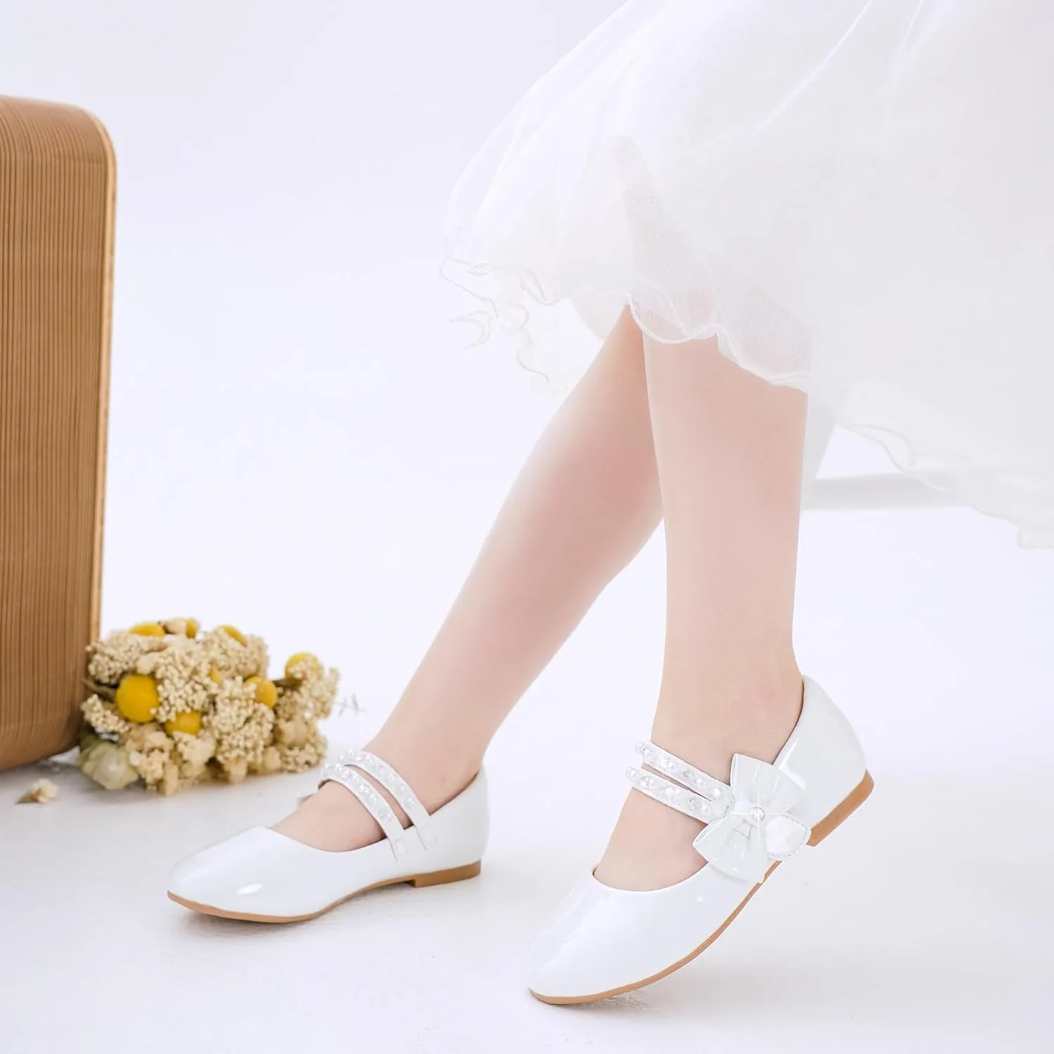 Toddler Girls Dress Shoes Girls Flower Shoes Princess Wedding Party Girls Flats for Little/Big Kids