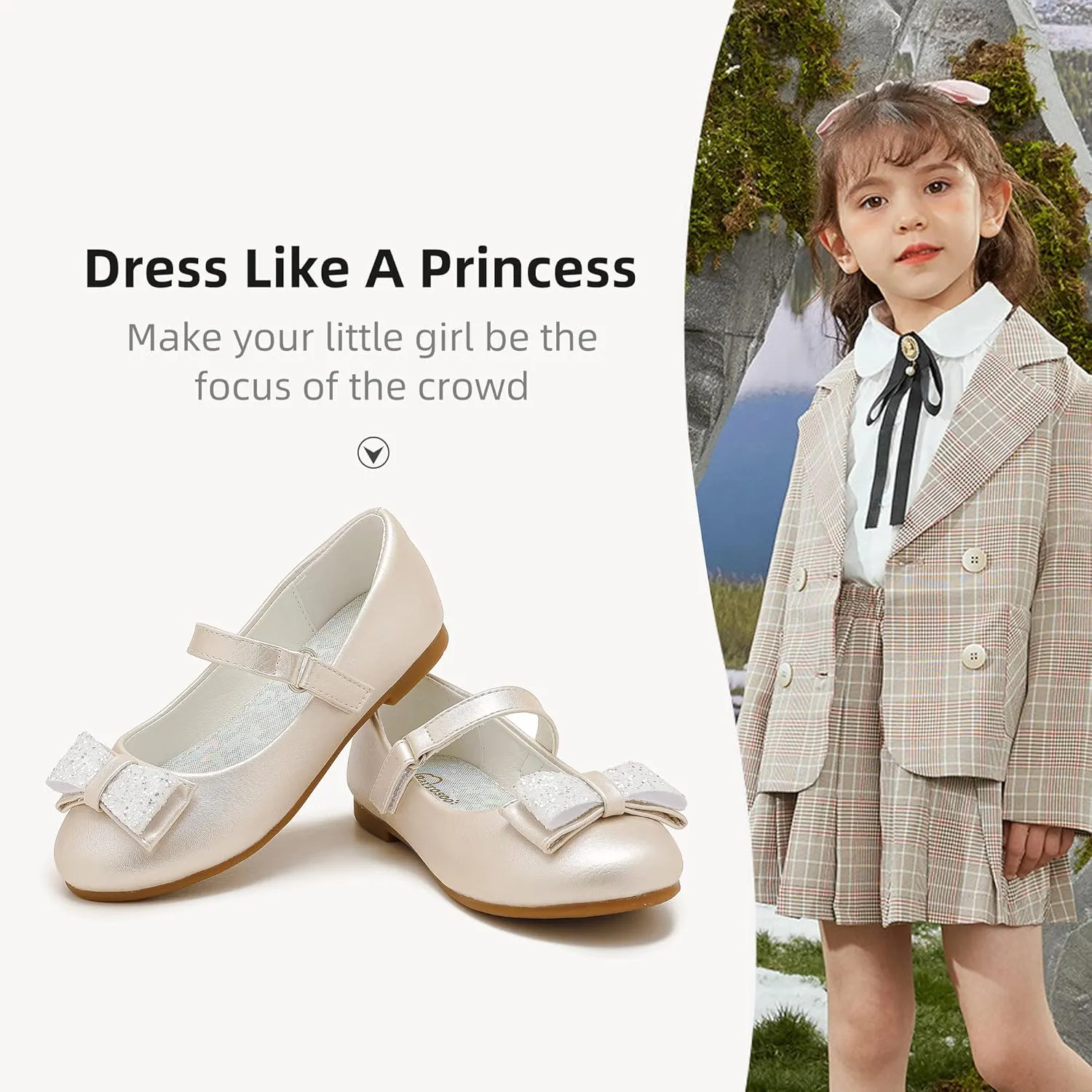Toddler Girls Dress Shoes Girls Flower Shoes Princess Wedding Party Girls Flats for Little/Big Kids