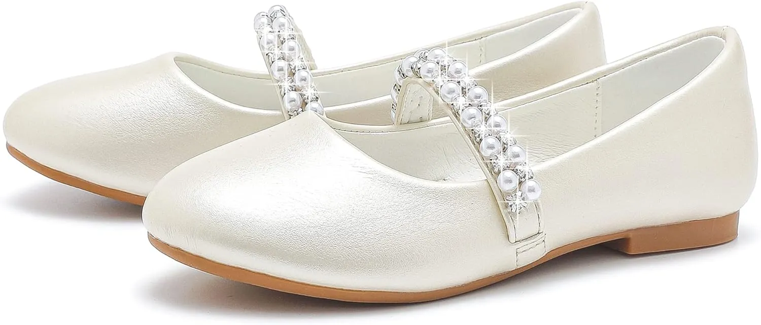 Toddler Girls Dress Shoes Girls Flower Shoes Princess Wedding Party Girls Flats for Little/Big Kids