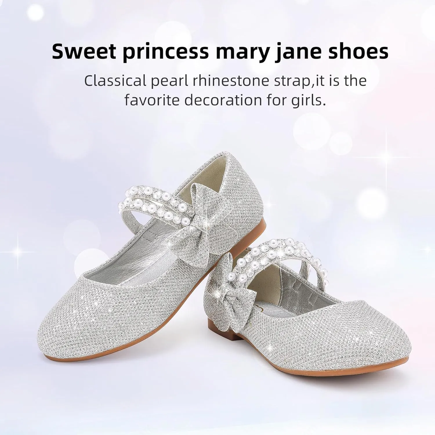 Toddler Girls Dress Shoes Girls Flower Shoes Princess Wedding Party Girls Flats for Little/Big Kids