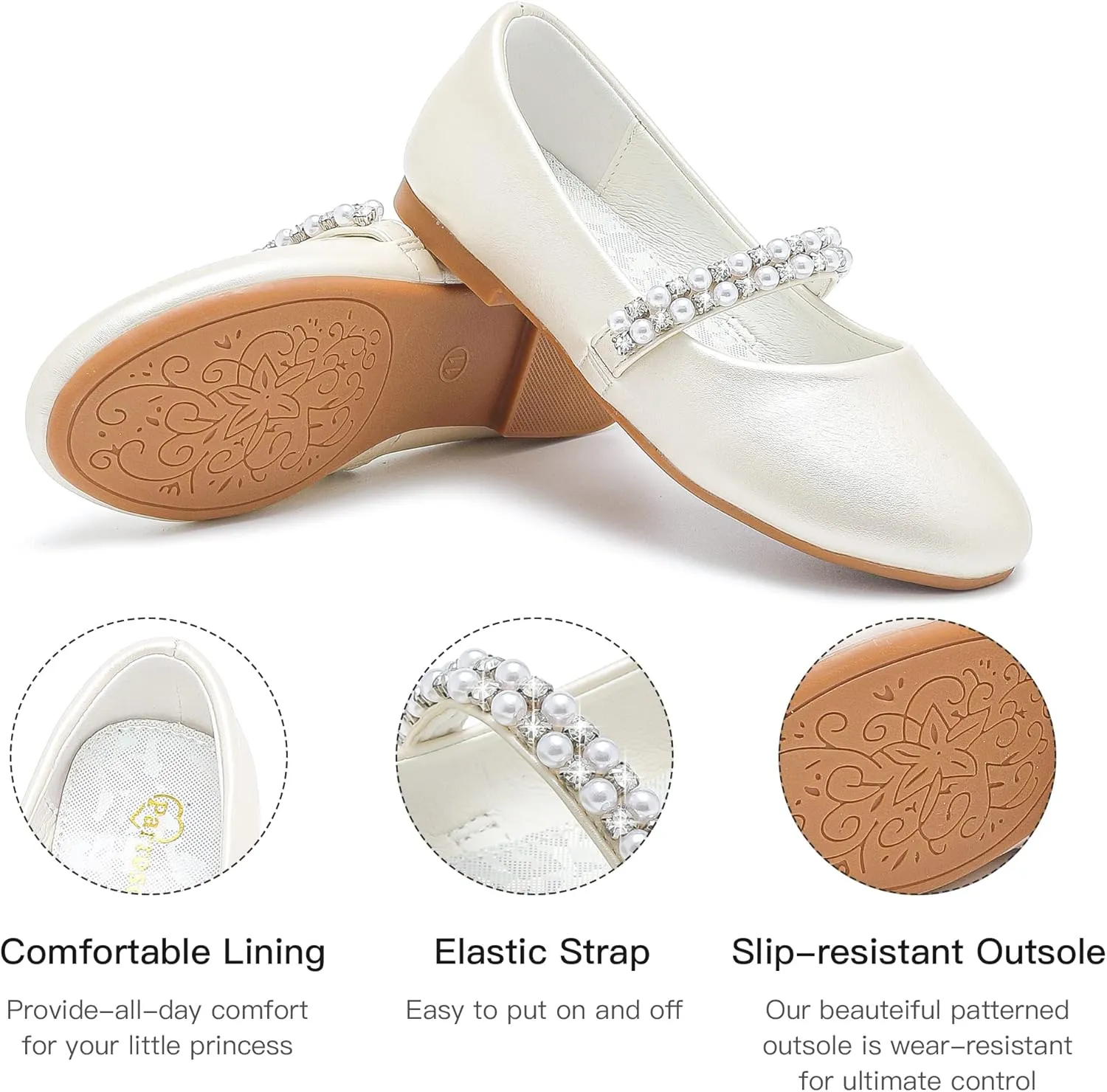Toddler Girls Dress Shoes Girls Flower Shoes Princess Wedding Party Girls Flats for Little/Big Kids