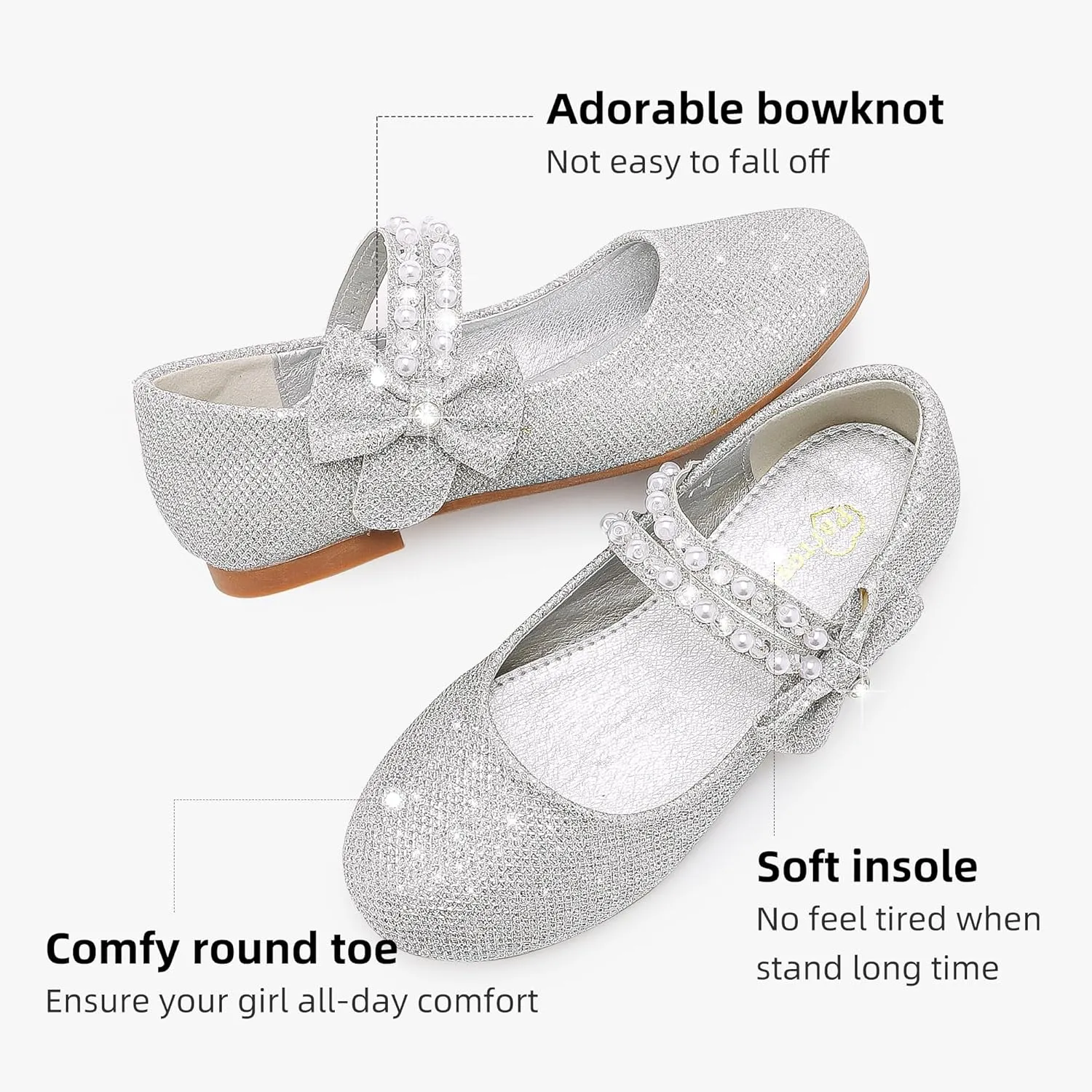 Toddler Girls Dress Shoes Girls Flower Shoes Princess Wedding Party Girls Flats for Little/Big Kids
