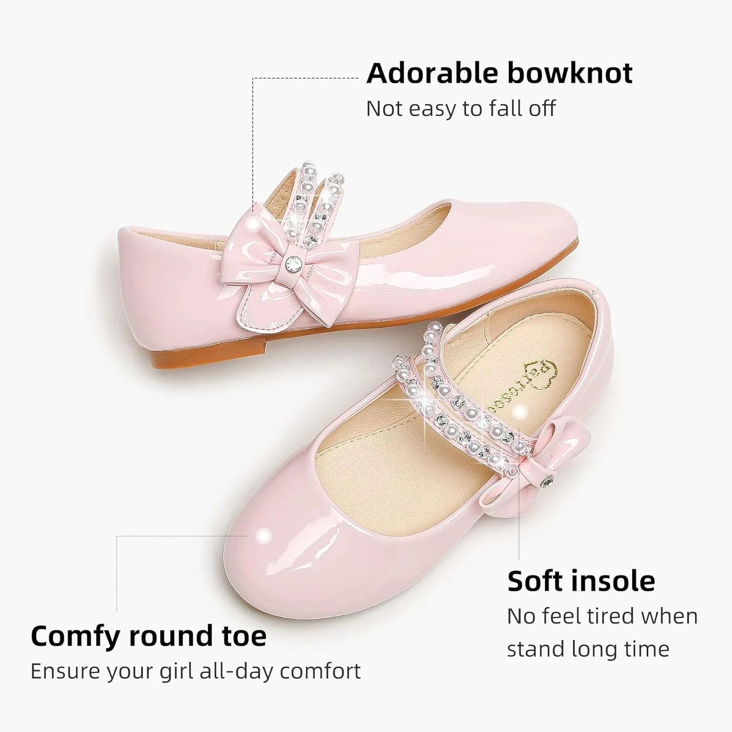 Toddler Girls Dress Shoes Girls Flower Shoes Princess Wedding Party Girls Flats for Little/Big Kids