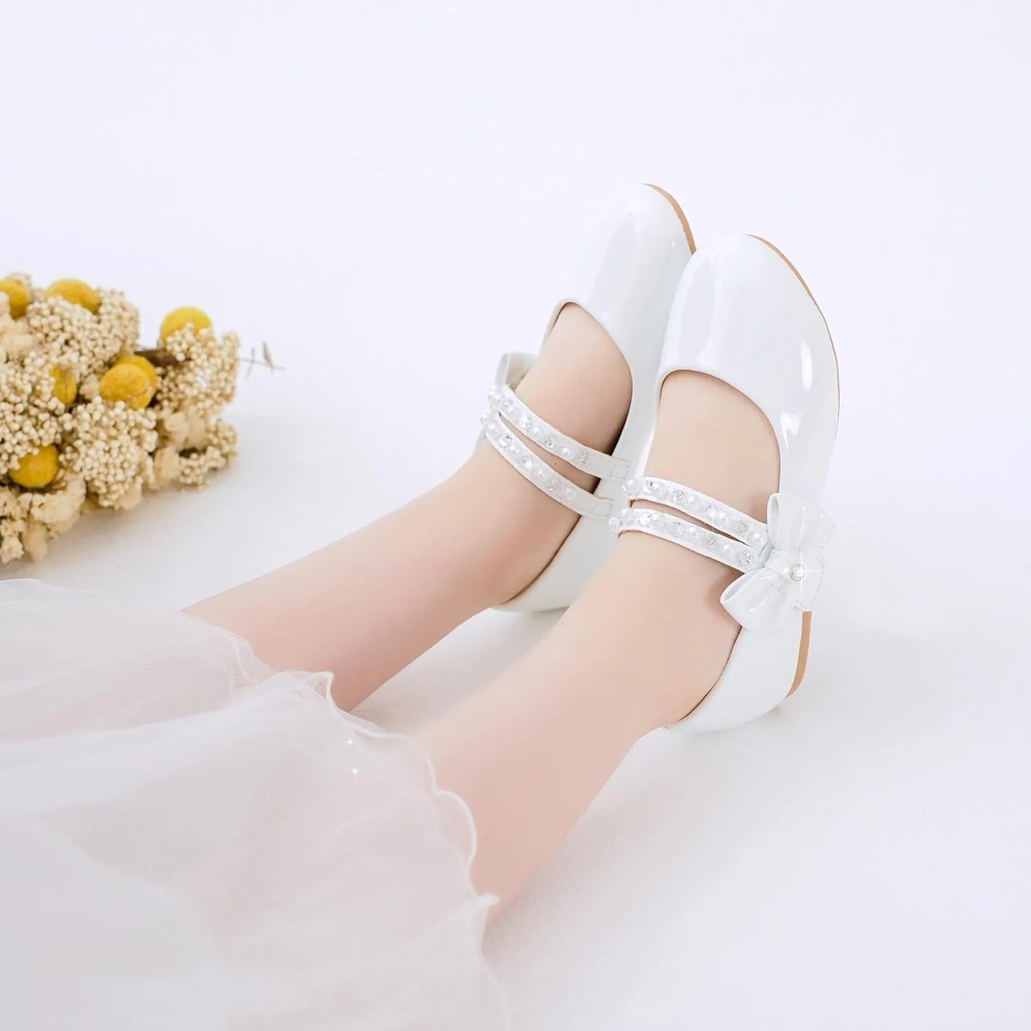 Toddler Girls Dress Shoes Girls Flower Shoes Princess Wedding Party Girls Flats for Little/Big Kids