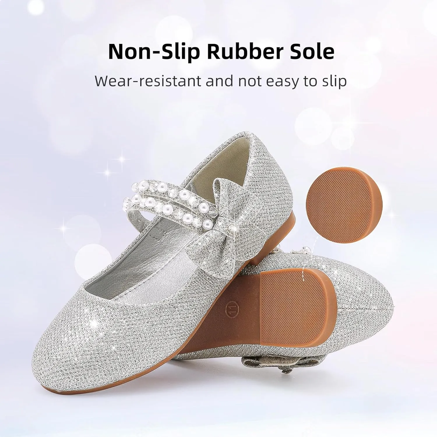 Toddler Girls Dress Shoes Girls Flower Shoes Princess Wedding Party Girls Flats for Little/Big Kids