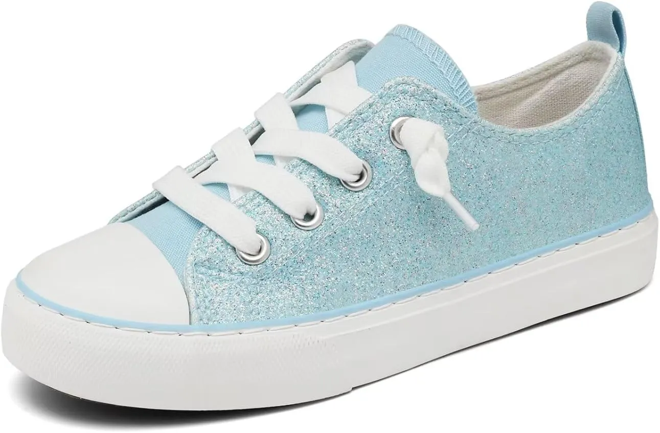 Toddler Kids Canvas Sneakers Sparkle Glitter Sequins Shoes Slip On Soft and Durable