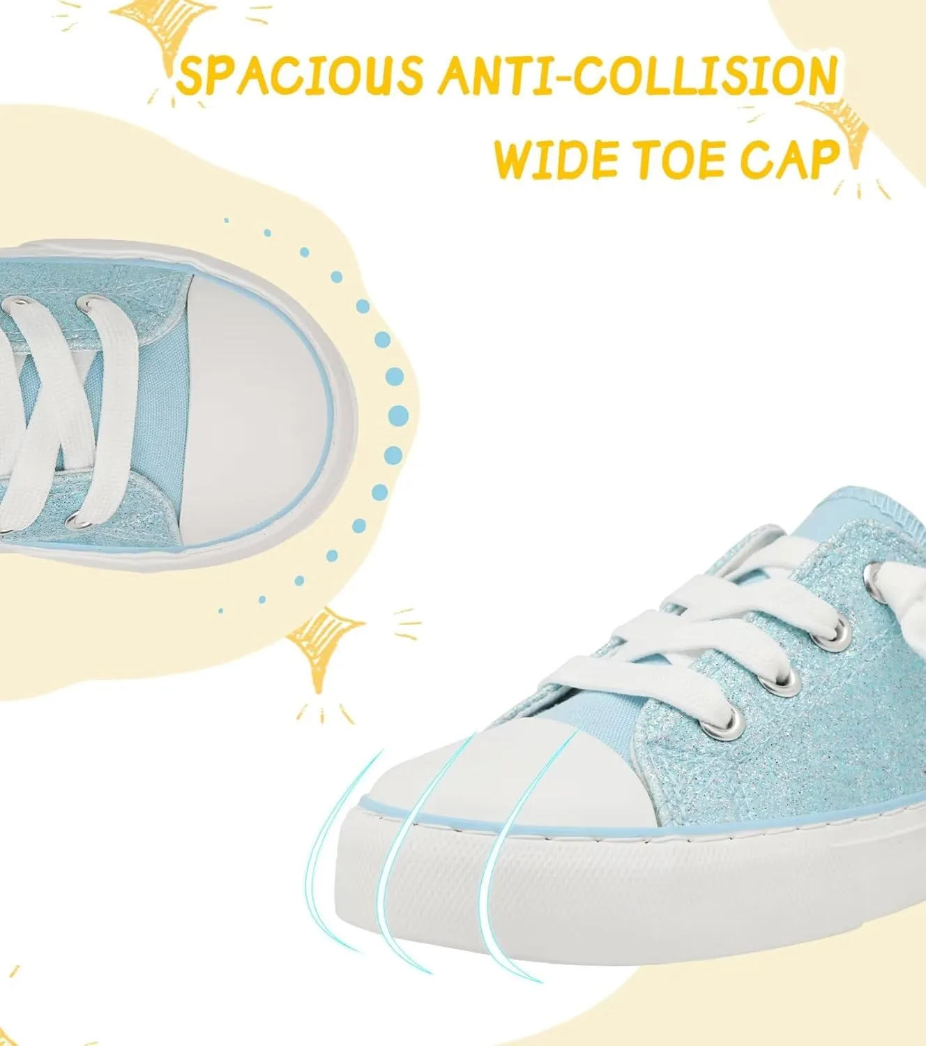 Toddler Kids Canvas Sneakers Sparkle Glitter Sequins Shoes Slip On Soft and Durable