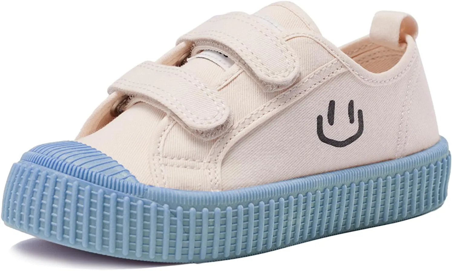 Toddler Shoes for Boys & Girls, Canvas Dual Hook and Loops Sneakers with Candy-Colored Sole