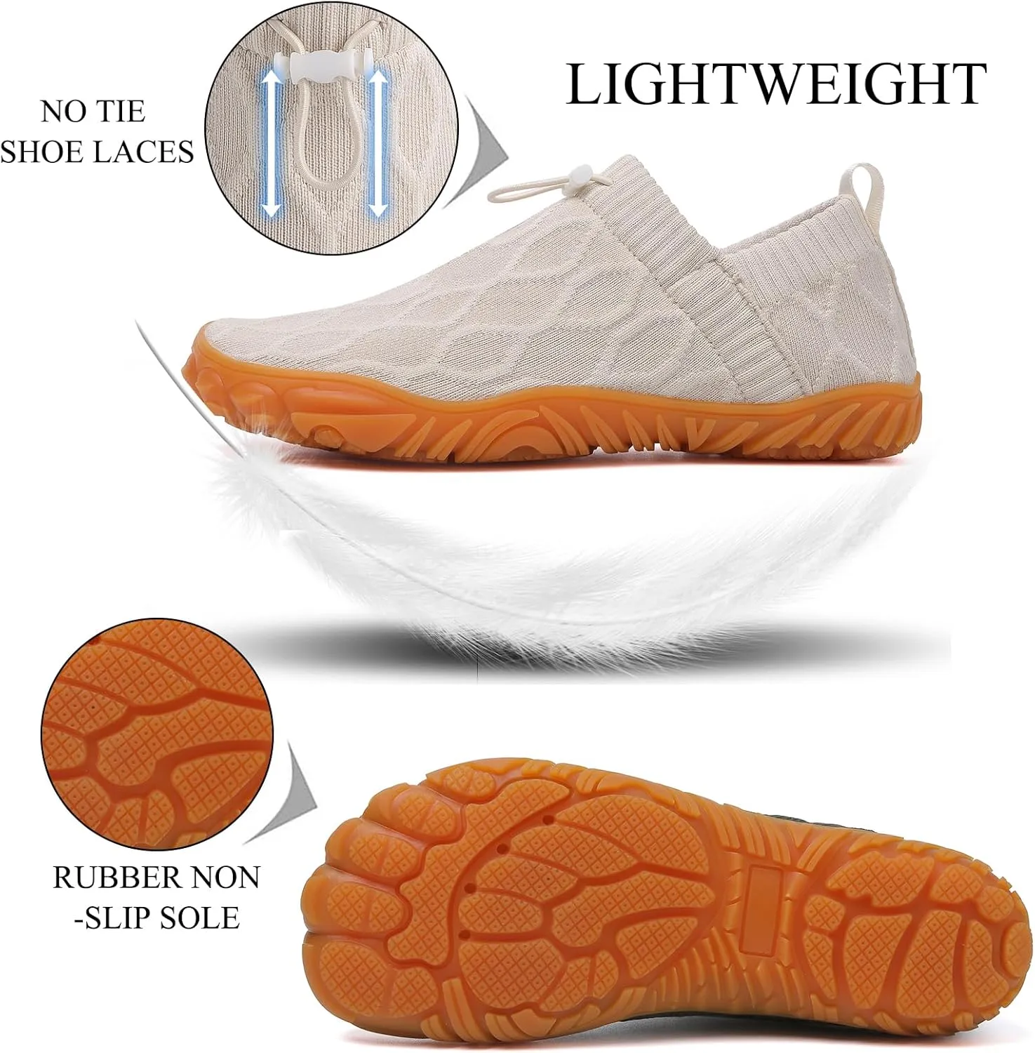 Tongzone Men's Wide Toe Box Barefoot Shoes Slip-On Running Sneakers Trail-Runners Zero Drop Sole Walking Shoes