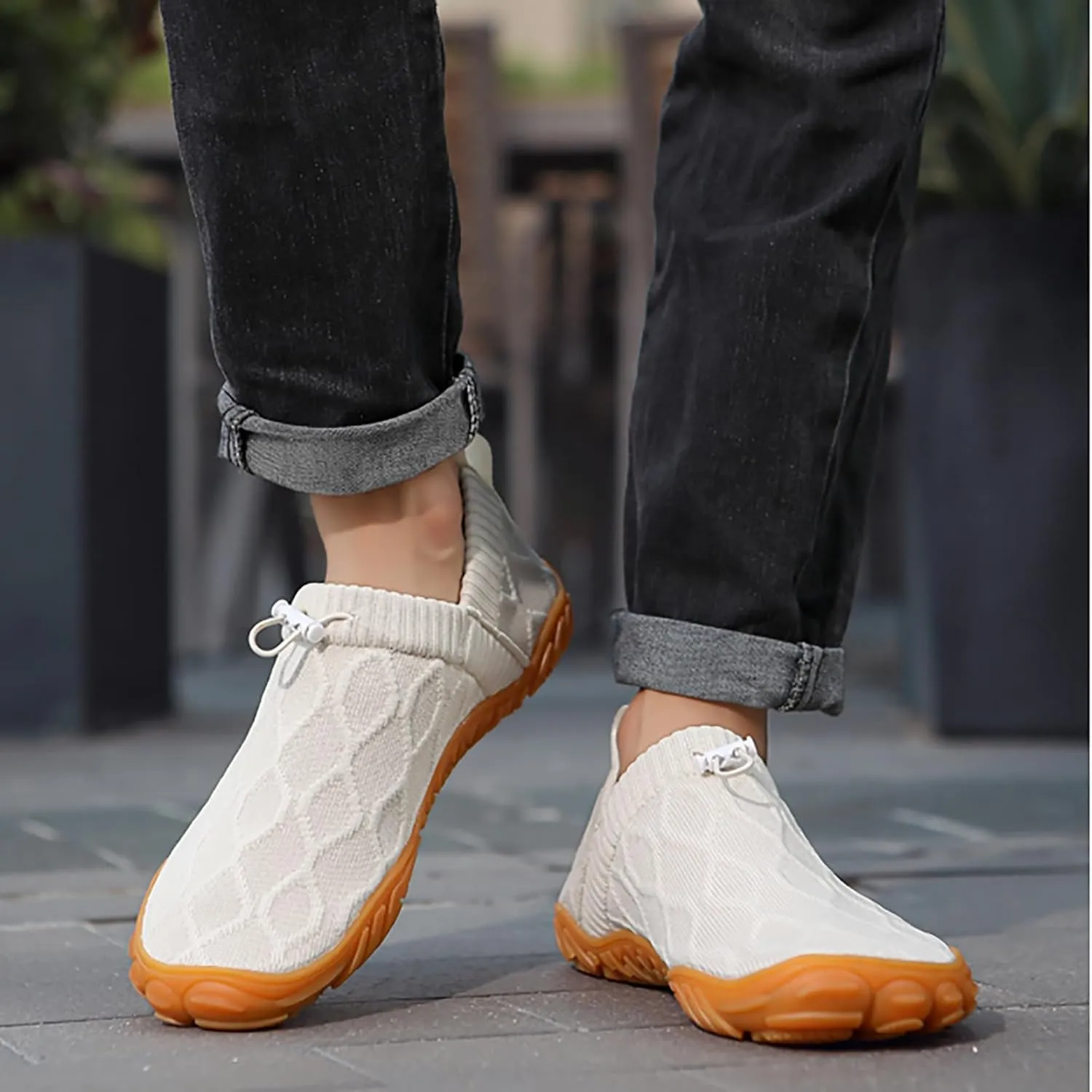 Tongzone Men's Wide Toe Box Barefoot Shoes Slip-On Running Sneakers Trail-Runners Zero Drop Sole Walking Shoes