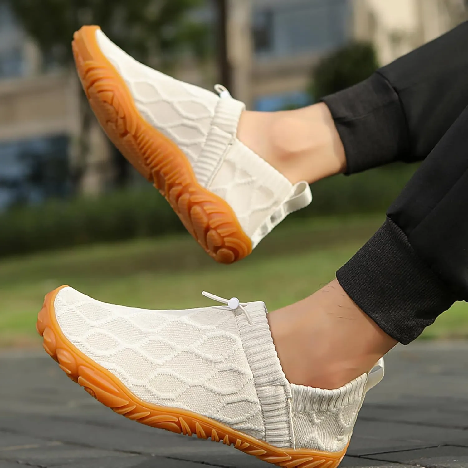 Tongzone Men's Wide Toe Box Barefoot Shoes Slip-On Running Sneakers Trail-Runners Zero Drop Sole Walking Shoes