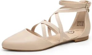 Trary Black Flats for Women, Mary Jane Shoes, Ballet Flats with Ankle Strap, Dressy Comfortable Pointed Toe Shoes