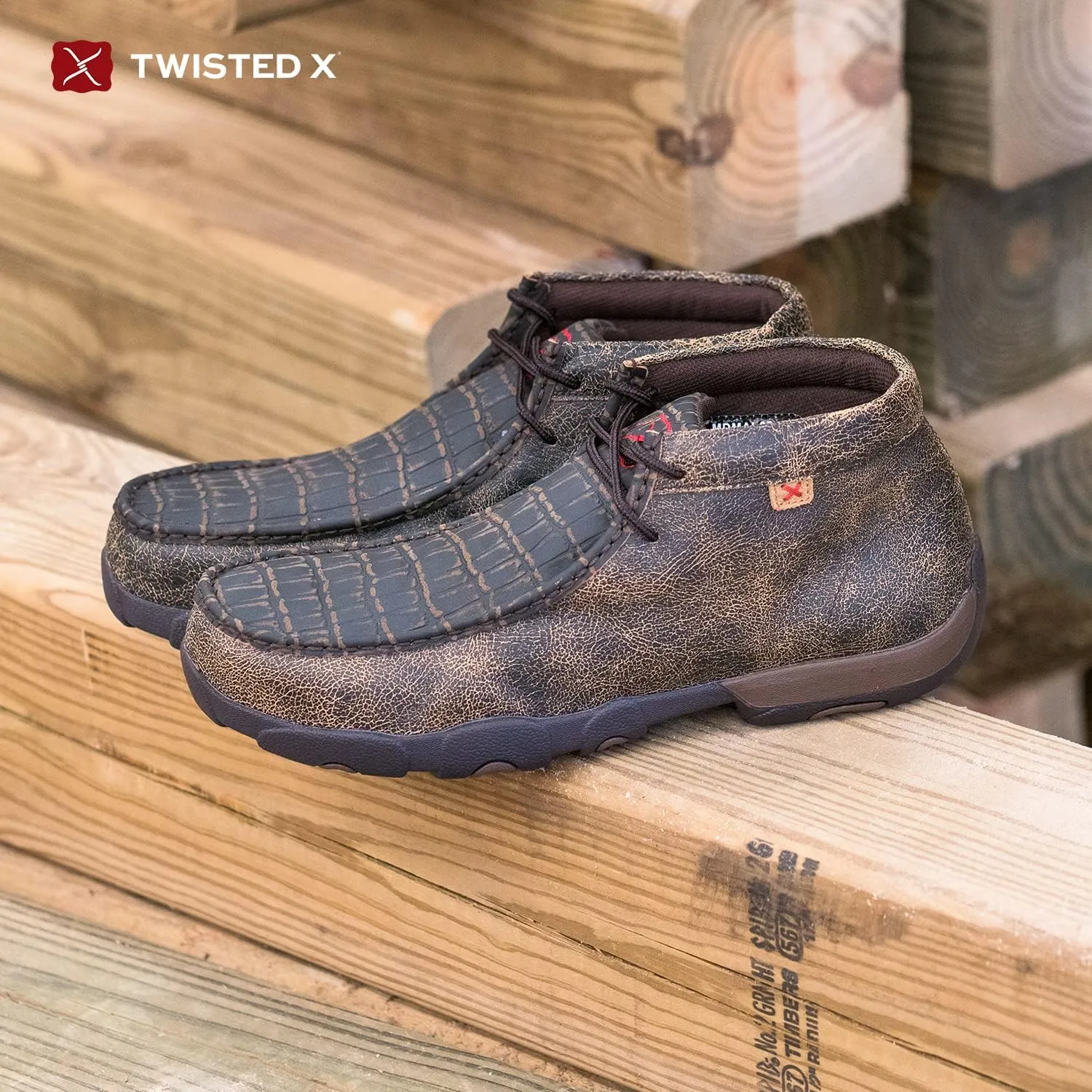 Twisted X Men's Work Alloy Toe Driving Moccasins, Color: Cayman Print