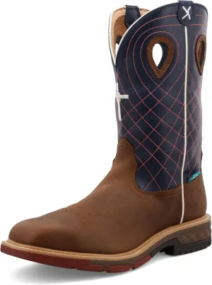 Twisted X Western Work Boot for Men, Waterproof Casual Boots With Comfort CellStretch, Mocha & Navy, 11 X-Wide