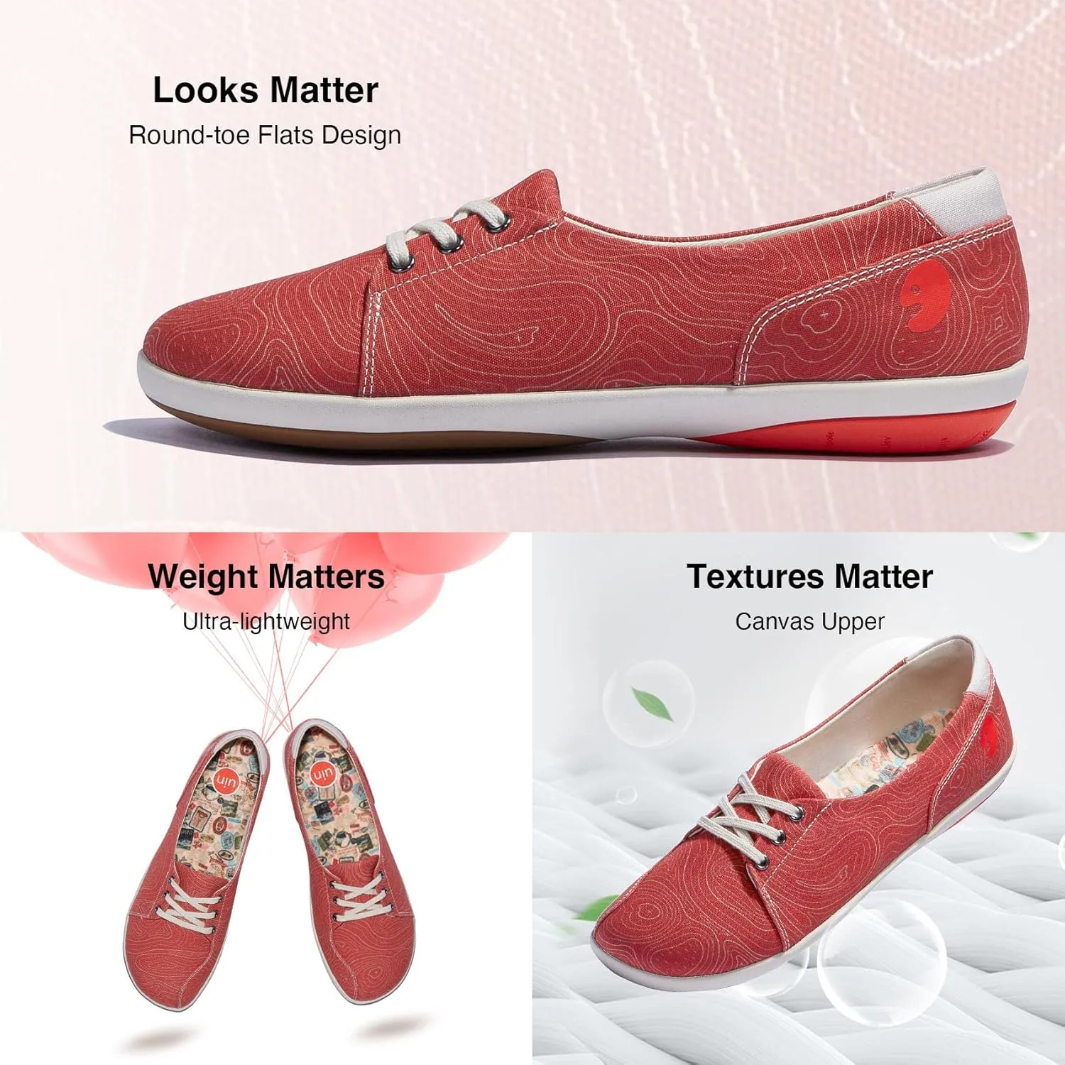 UIN Women's Ballet Flats Slip On Round Toe Casual Lightweight Comfortable Travel Shoes Illites Ⅱ