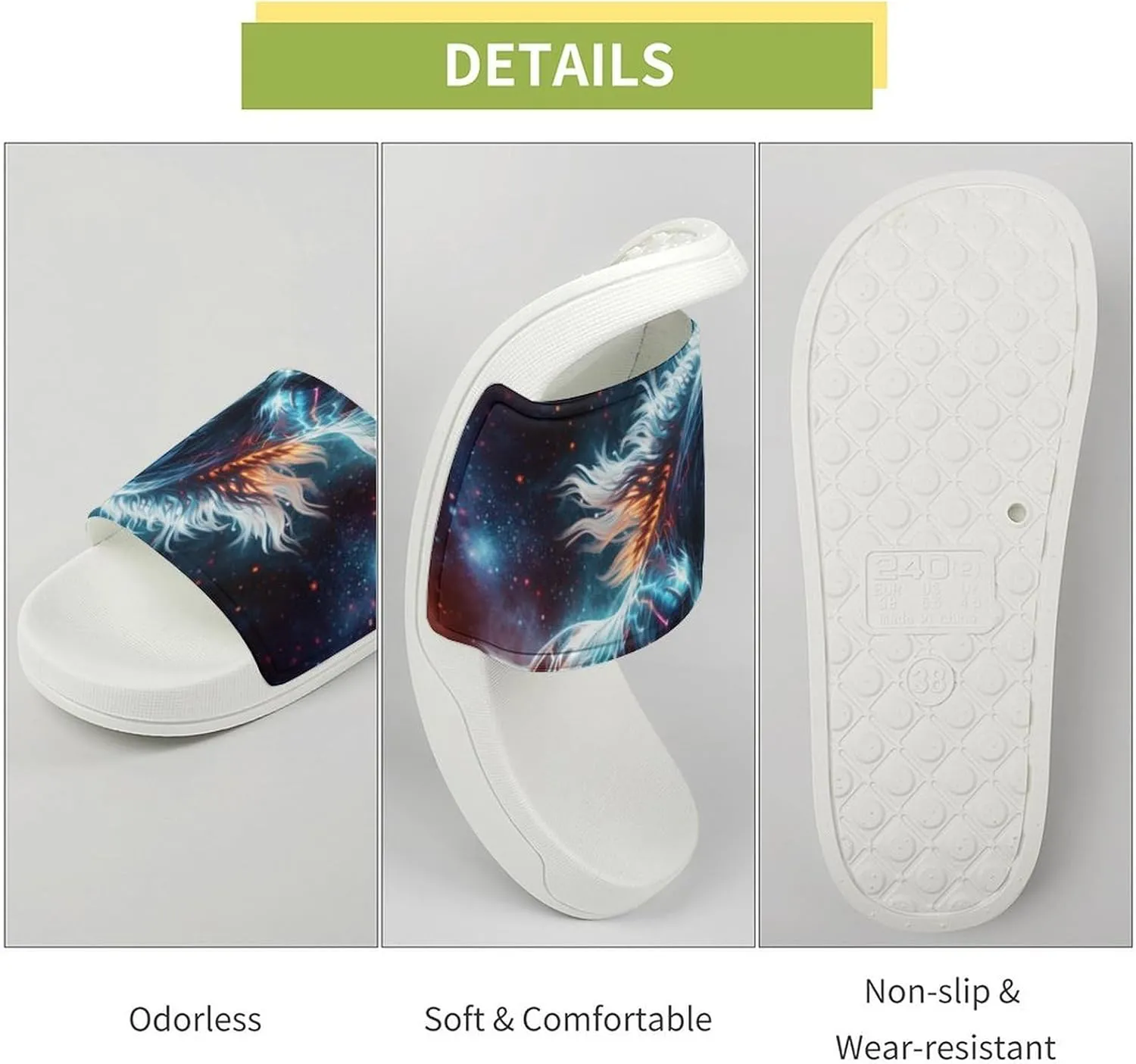 Universe Horses Funny House Sandals Non Slip Shower Slippers Quick Drying Bathroom Shoes for Women Men