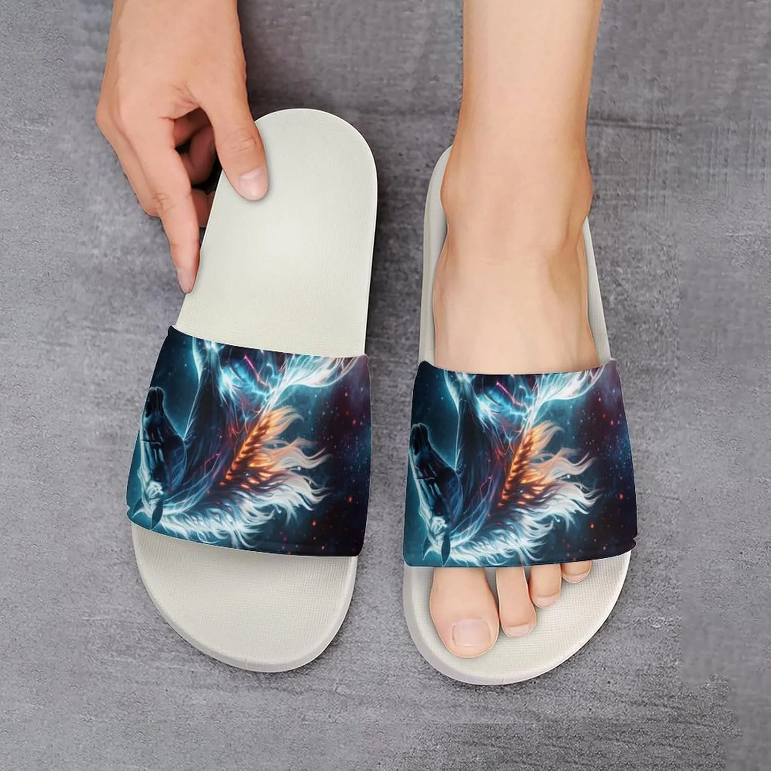 Universe Horses Funny House Sandals Non Slip Shower Slippers Quick Drying Bathroom Shoes for Women Men