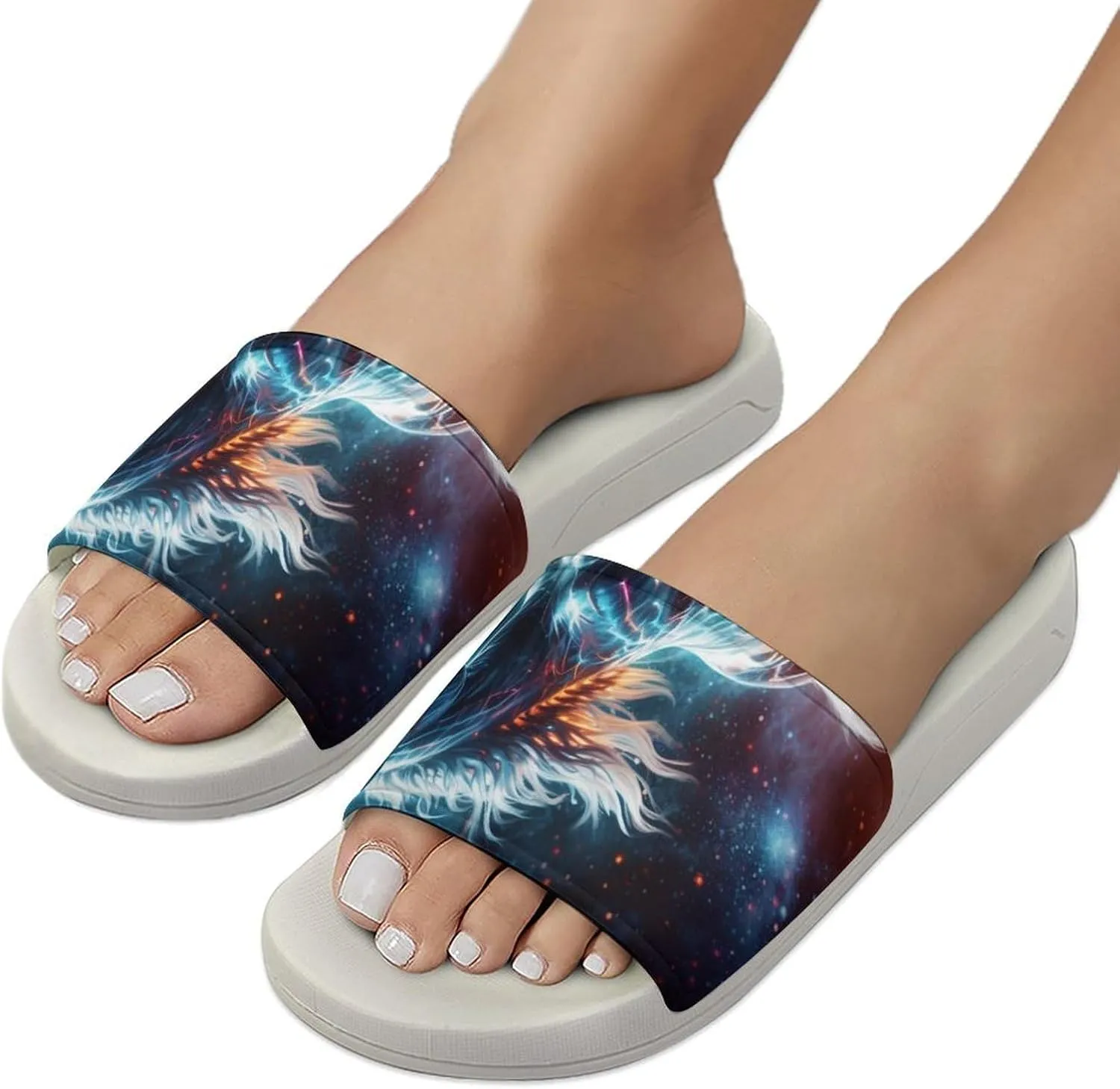 Universe Horses Funny House Sandals Non Slip Shower Slippers Quick Drying Bathroom Shoes for Women Men