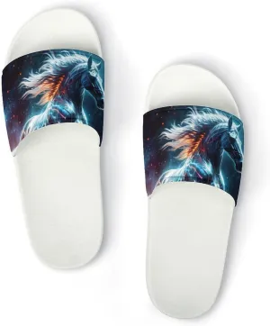 Universe Horses Funny House Sandals Non Slip Shower Slippers Quick Drying Bathroom Shoes for Women Men