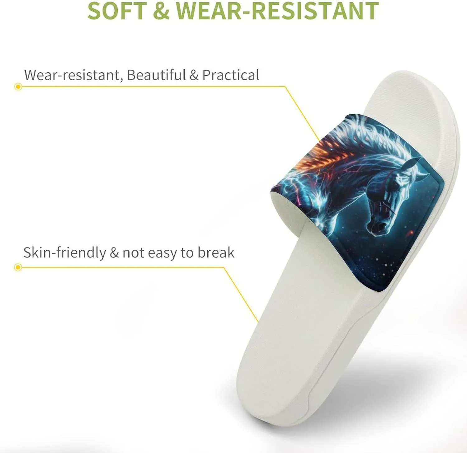 Universe Horses Funny House Sandals Non Slip Shower Slippers Quick Drying Bathroom Shoes for Women Men