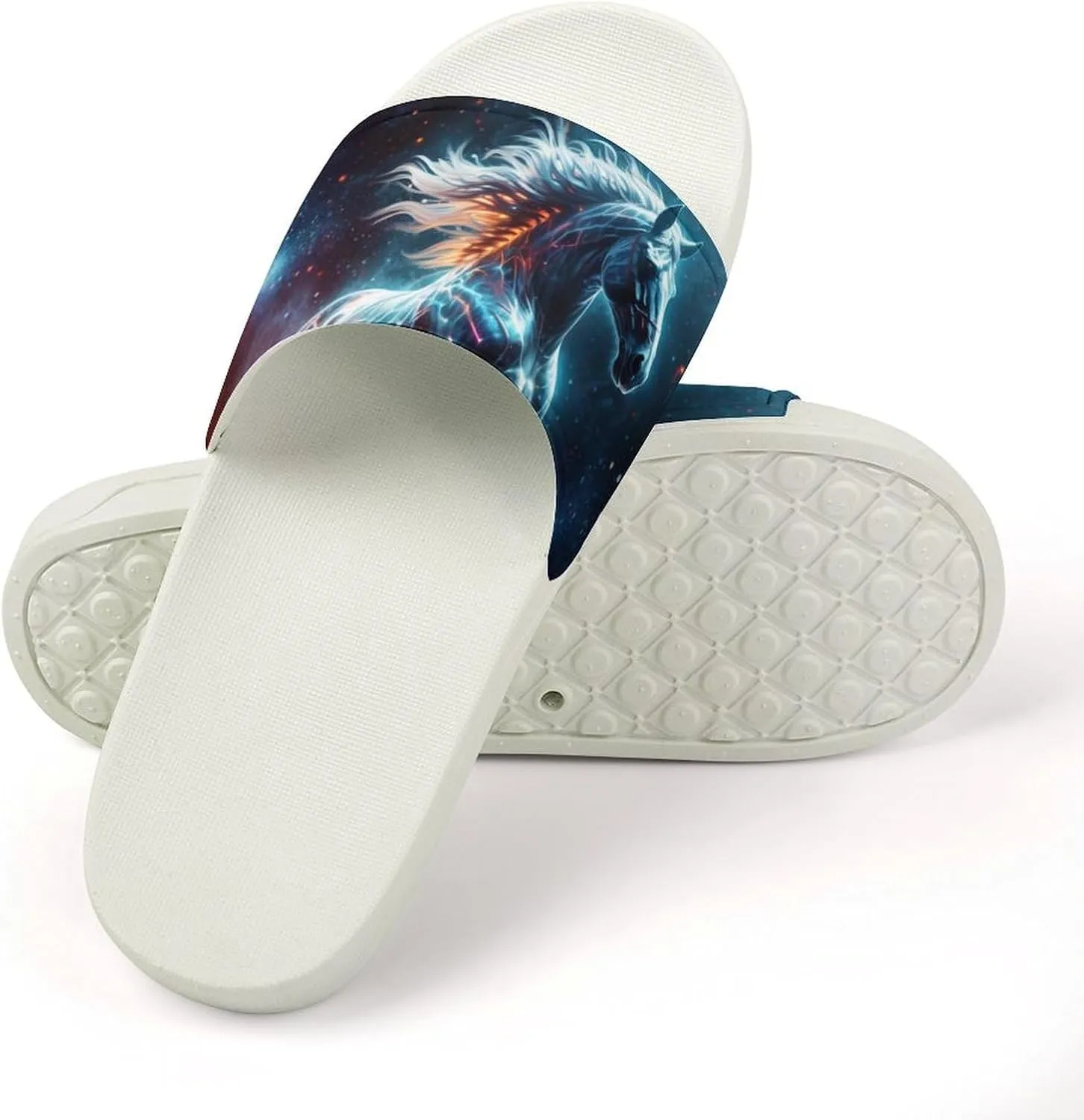 Universe Horses Funny House Sandals Non Slip Shower Slippers Quick Drying Bathroom Shoes for Women Men