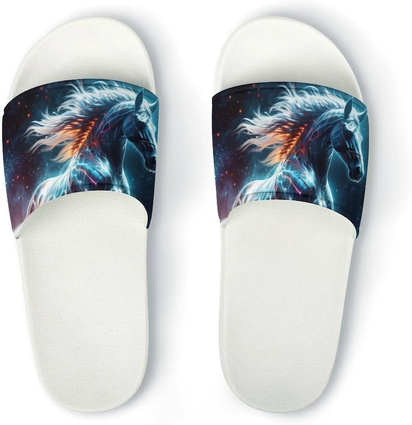 Universe Horses Funny House Sandals Non Slip Shower Slippers Quick Drying Bathroom Shoes for Women Men