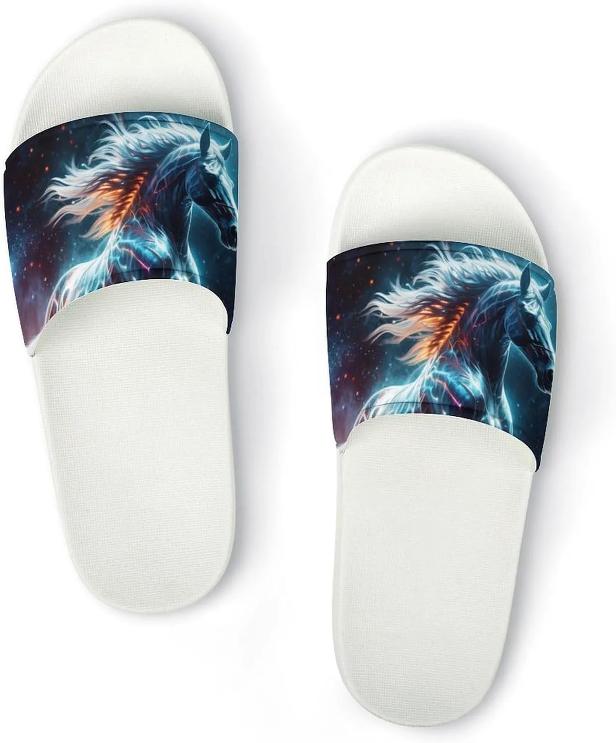 Universe Horses Funny House Sandals Non Slip Shower Slippers Quick Drying Bathroom Shoes for Women Men