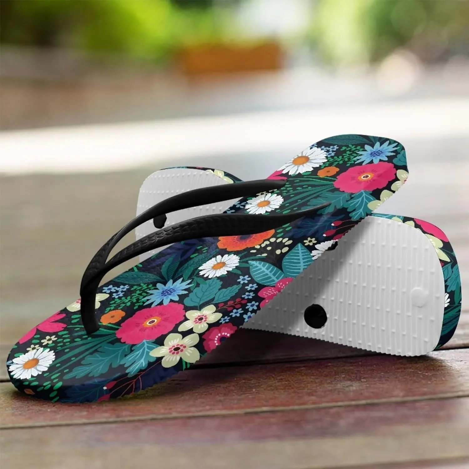 Various Creative Pattern Print Flip Flops for Women - Quick-Dry Pool Slides, Arch Support Sandals Beach Vacation