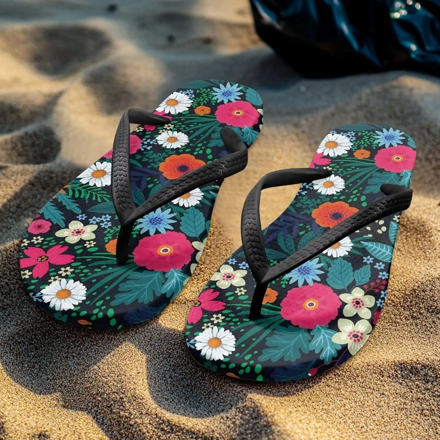 Various Creative Pattern Print Flip Flops for Women - Quick-Dry Pool Slides, Arch Support Sandals Beach Vacation