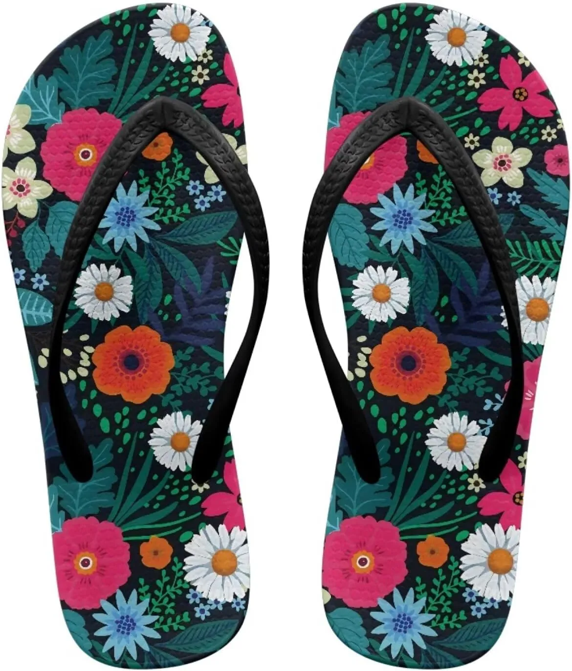 Various Creative Pattern Print Flip Flops for Women - Quick-Dry Pool Slides, Arch Support Sandals Beach Vacation