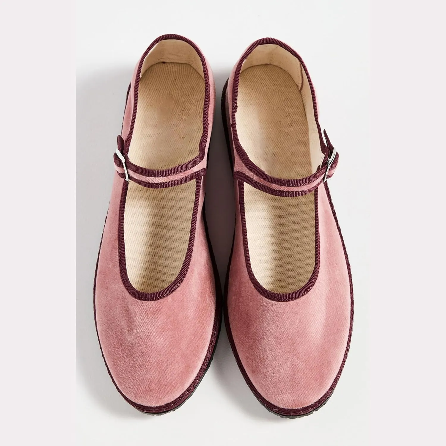 Velvet Ballet Flats for Women Cute Suede Round Toe Slip On Mary Jane Flats Casual Comfortable Ballerina Shoes