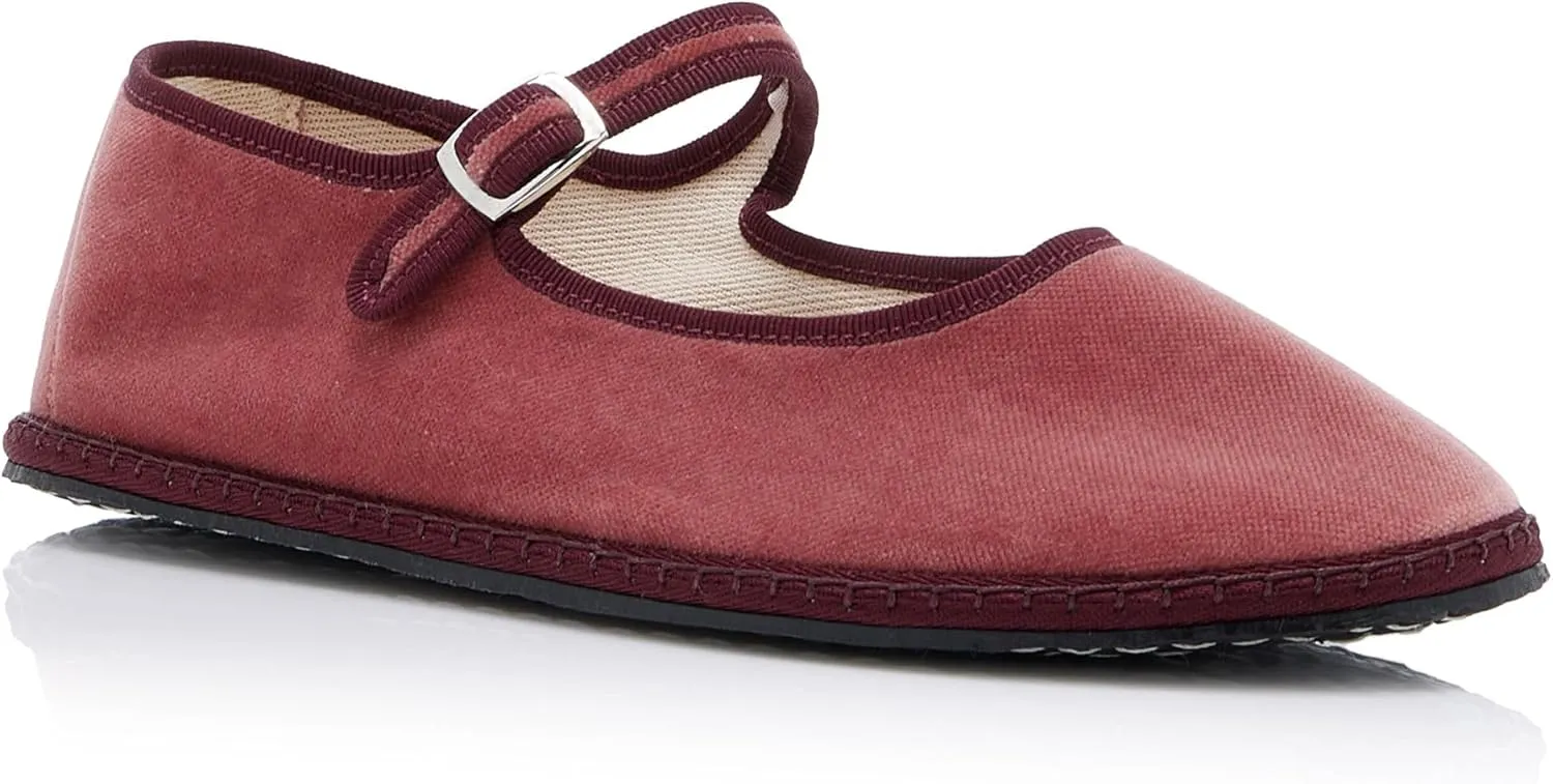 Velvet Ballet Flats for Women Cute Suede Round Toe Slip On Mary Jane Flats Casual Comfortable Ballerina Shoes