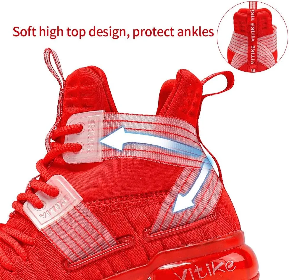 VITUOFLY Kids Basketball Shoes Boys Air Cushion Sneakers Girls Mid Top School Hoops Shoes Non-Slip Outdoor Sports Running Gym Comfortable Durable Little Kid/Big Kid