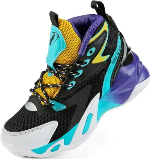 VITUOFLY Kids Basketball Shoes Boys Air Cushion Sneakers Girls Mid Top School Hoops Shoes Non-Slip Outdoor Sports Running Gym Comfortable Durable Little Kid/Big Kid