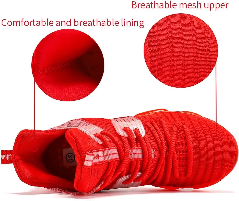 VITUOFLY Kids Basketball Shoes Boys Air Cushion Sneakers Girls Mid Top School Hoops Shoes Non-Slip Outdoor Sports Running Gym Comfortable Durable Little Kid/Big Kid