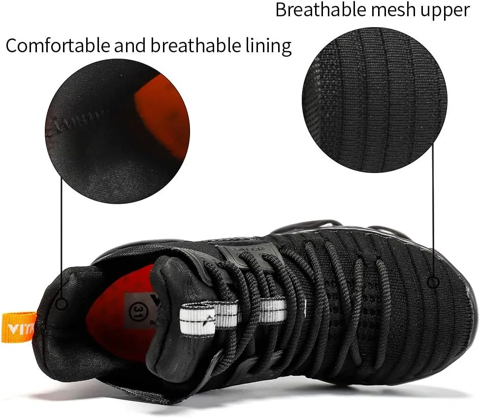 VITUOFLY Kids Basketball Shoes Boys Air Cushion Sneakers Girls Mid Top School Hoops Shoes Non-Slip Outdoor Sports Running Gym Comfortable Durable Little Kid/Big Kid