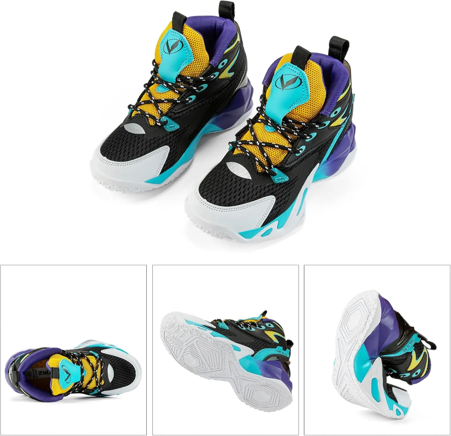 VITUOFLY Kids Basketball Shoes Boys Air Cushion Sneakers Girls Mid Top School Hoops Shoes Non-Slip Outdoor Sports Running Gym Comfortable Durable Little Kid/Big Kid