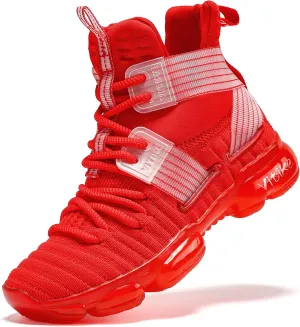 VITUOFLY Kids Basketball Shoes Boys Air Cushion Sneakers Girls Mid Top School Hoops Shoes Non-Slip Outdoor Sports Running Gym Comfortable Durable Little Kid/Big Kid